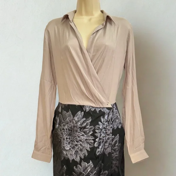 Sara Roka Chic Beige, Black $ Silver Floral Pencil Dress - Picture 8 of 12